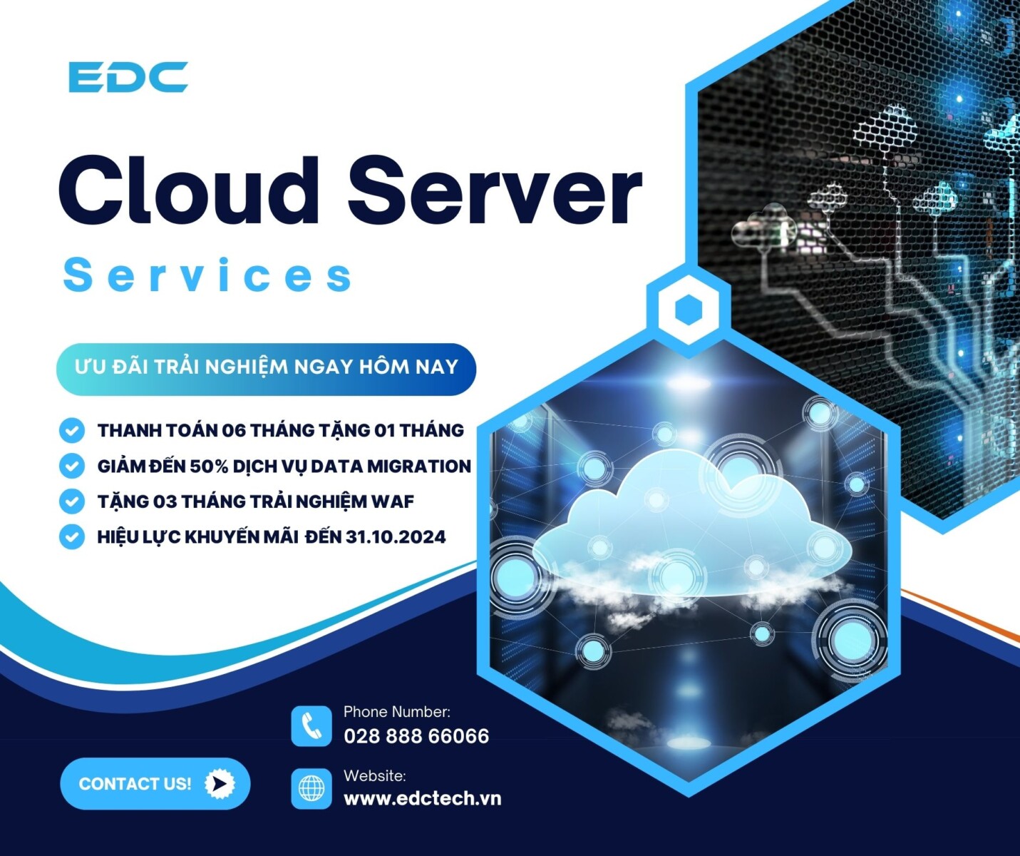 Ưu đãi trải nghiệm dịch vụ Cloud Server EDC Tech